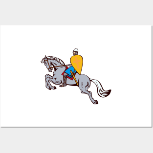 Crusader Knight Riding Horse  Retro Posters and Art